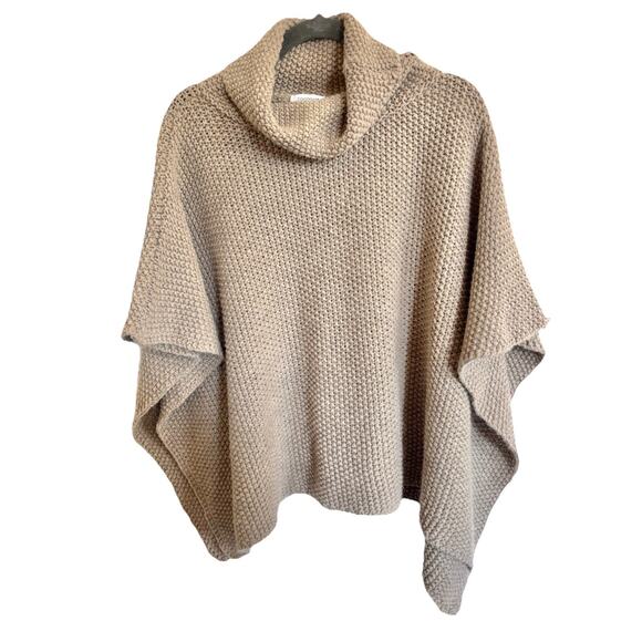 Cocogio Waffle Knit Women’s Poncho Sweater OS Taupe Made In Italy Lagenlook Boho - Picture 1 of 5